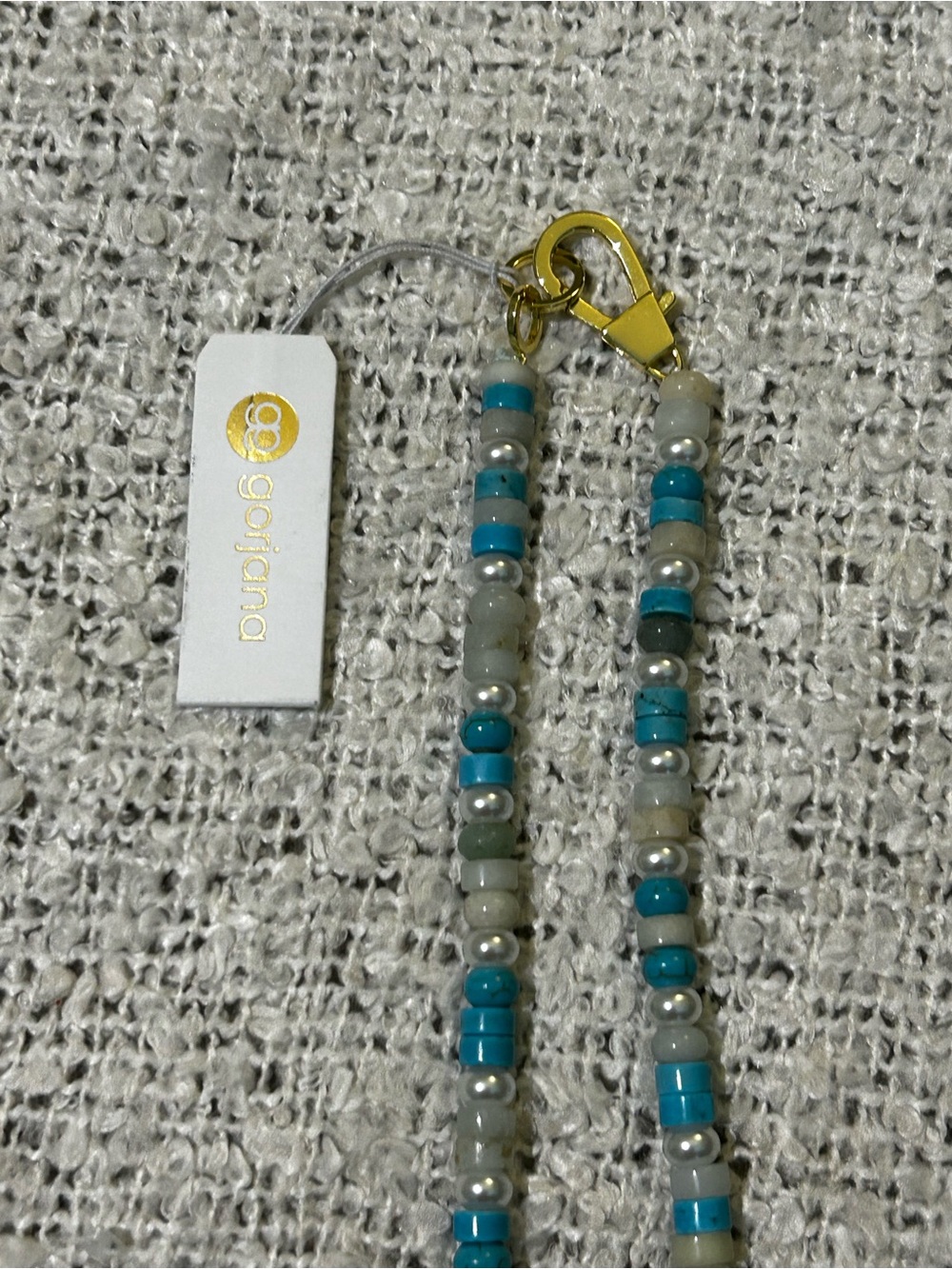 NWT Gorjana Turquoise Beaded Necklace with Gold Clasp - Picture 3 of 7